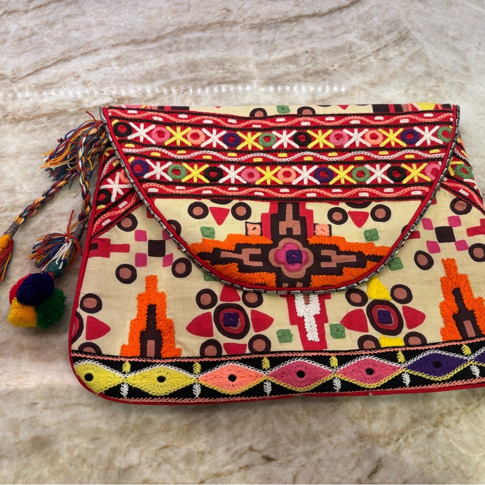CAbi St. Barth’s  Embroidered Clutch Embroidered BOHO